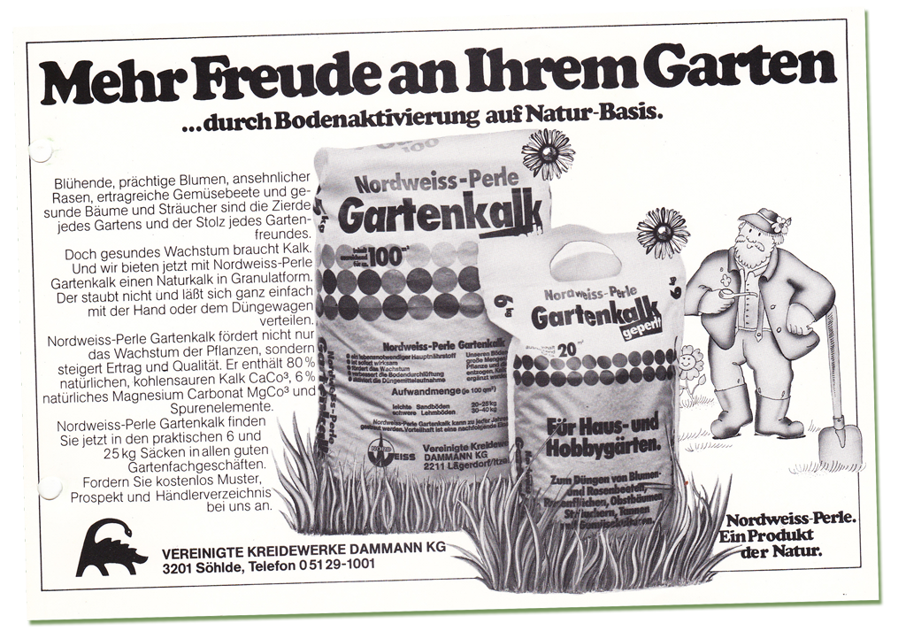Die 70er Jahre mit Nordweiss-Perle | Garten- und Rasenkalk | Vereinigte Kreidewerke Dammann